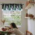 thumbnail image 6 of nqOlkjepod Black Snowman Christmas Farmhouse Short Window Curtain Valances, Snowflake Green Xmas Tree Rod Pocket Kitchen Valances for Living Room Bedroom Bathroom Cafe, 1 Panel - 42" x 12", 6 of 8