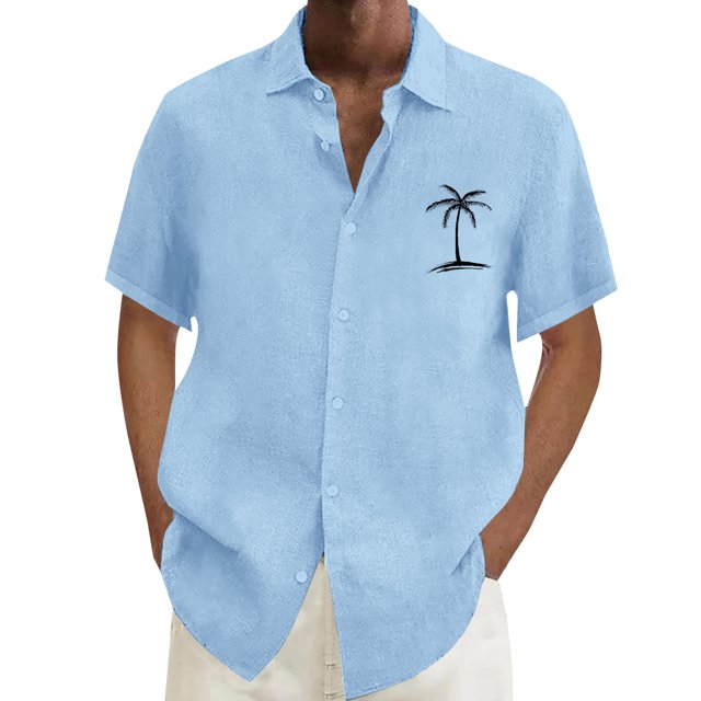 XDZJLR Chemises pour Hommes Décontractées Été Plage Manches Courtes Mode Imprimé Cocotier
