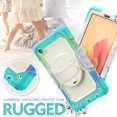 thumbnail image 6 of Dteck Built-in Screen Protector Case for Samsung Galaxy Tab A7 Lite 8.7" SM-T220/T225 (2021),Shockproof Rugged Rubber 3-Layers Protection Full Cover Kickstand Hand/Shoulder Strap Case,Mint+Blue, 6 of 6