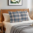 thumbnail image 6 of Pillow Covers 18x18 Set of 2, Blue Beige Buffalo Plaid Throw Pillow Covers Decorative Couch Cushion Cover, White Farmhouse Modern Striped Microfiber Soft Pillowcases for Bedroom Living Room Sofa, 6 of 9
