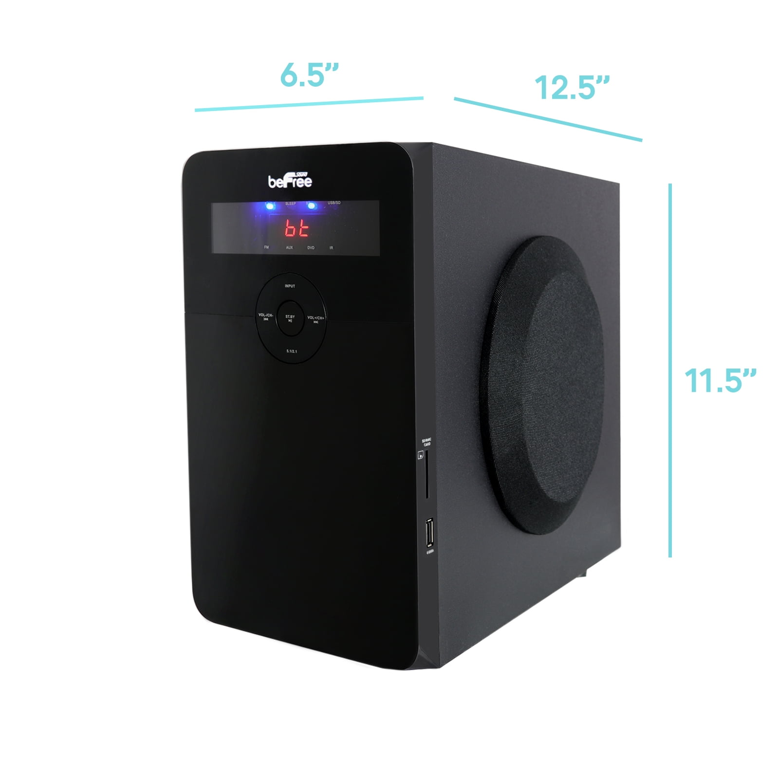 beFree Sound BFS-450 5.1 Channel Surround Sound Bluetooth Speaker System in Black