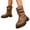 Brown, variant on Slouchy Wide Mid Calf Boots for Women Fashion Leather Suede Round Toe Chunky Platform Pull on Middle Length Booties
