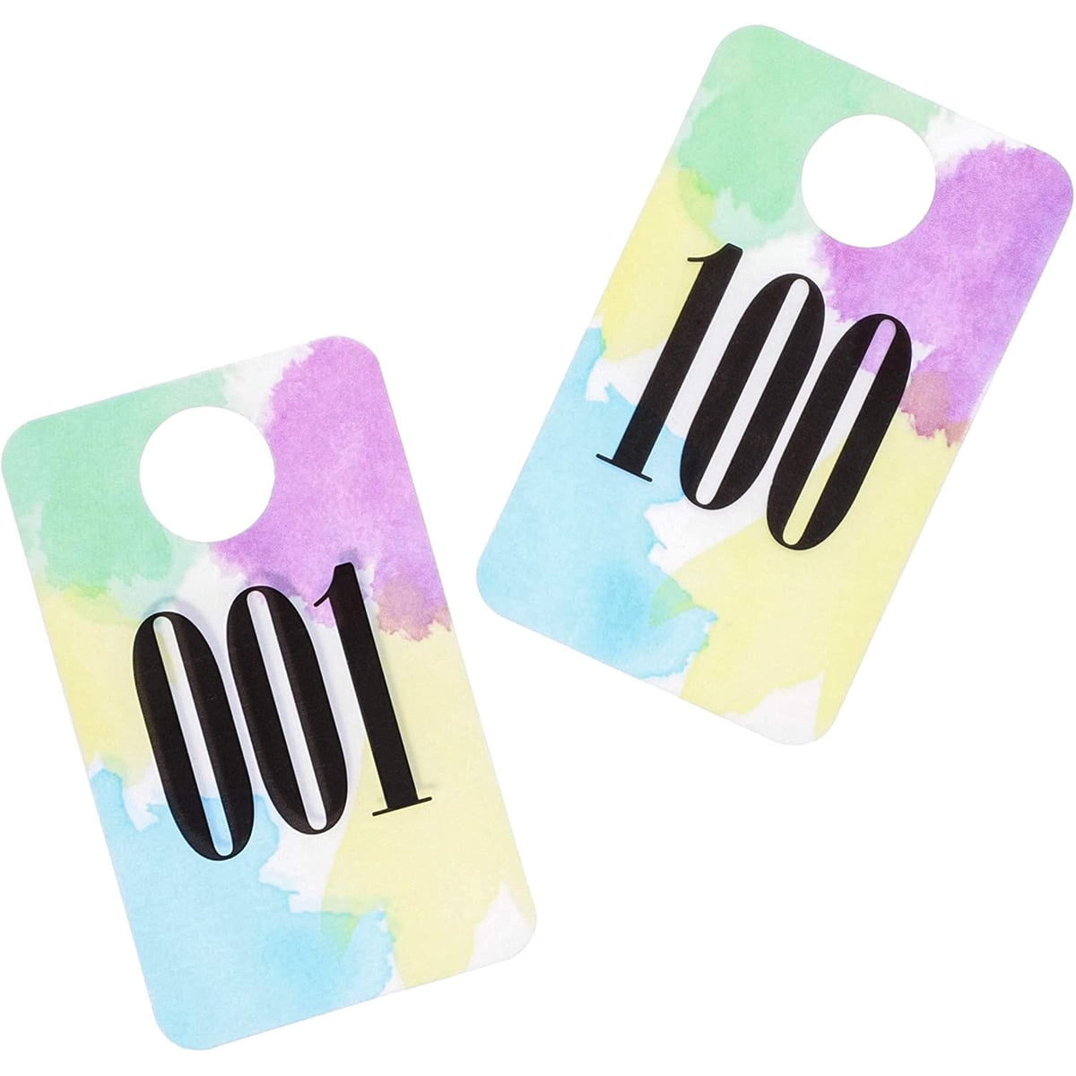 001-999 Number Series Reusable Normal and Reverse Mirror Image Hanger Cards 001-100 Live Sale Plastic Tags Select a Set of 100 Numbers, 