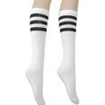 thumbnail image 1 of Calcetines hasta la rodilla de algodón para mujer, calcetines de tubo deportivos de equipo de uniforme escolar, calcetines de algodón calcetines de fútbol calcetines deportivos rayas de color sól, 1 of 5