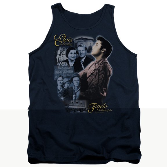 Elvis Presley Tupelo Adult Tank Top Navy