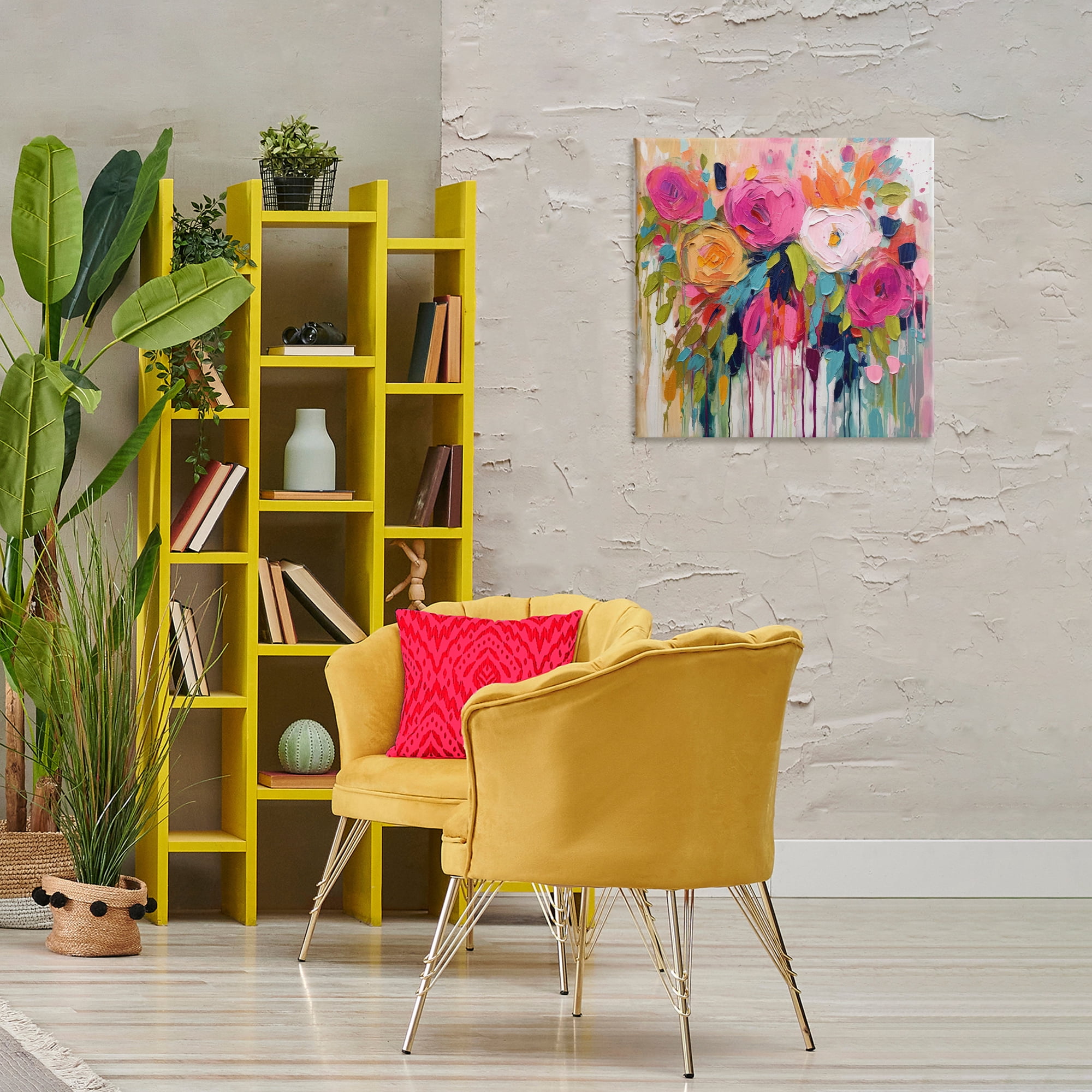 Stupell Industries Urban Paint Bouquet Botanical & Floral Painting Gallery Wrapped Canvas Art Print Wall Art, 24 x 24