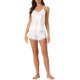 thumbnail image 2 of Conjunto de pijamas de satén para mujer INSPIRE CHIC, camisón sin mangas con tirantes tipo racerback y pantalones cortos con encaje, conjuntos de lounge de seda XS blanco, 2 of 6