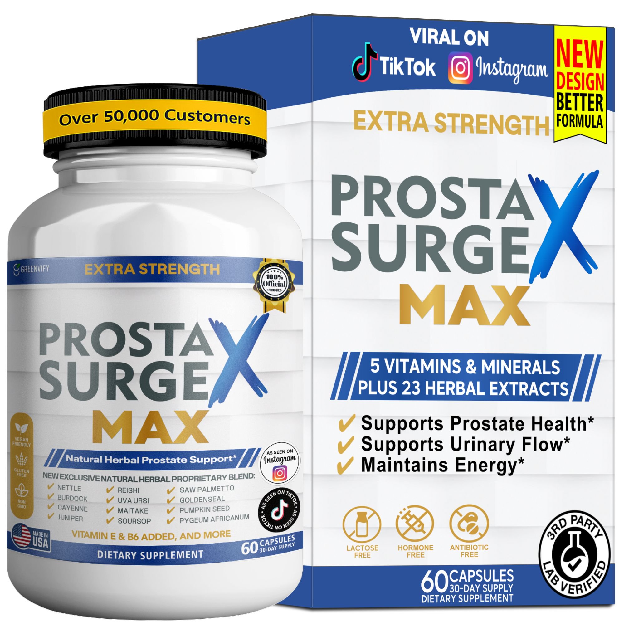GreenVify Prosta Surge X Max Prostate Health & Men's Wellness Support Supplement