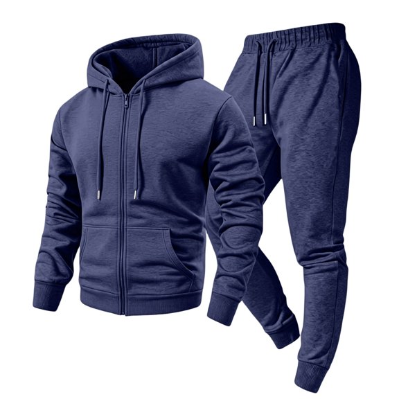 Fabrcox Sweat Set for Men Fleece Full Zip Hoodie Sweatpants Set Athletic Sports Jacket Jogging Warm Up Fall Winter Mens Track Suit 2 Piece