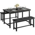 thumbnail image 1 of Twister.CK 3-Piece Dining Table Set with 2 Upholstered Benches, MDF Top and Metal Frame, Space-Saving Design for Kitchen or Dining Room, Black, 1 of 9