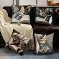 thumbnail image 4 of 4Pc Cute Sleeping Cat & Book Print Pillowcase - 18x18 Inch Short Pile Polyester Cushion Cover, Soft Multicolor Sofa Pillowcase for Living Room, Bedroom Bed Decor, 4 of 8