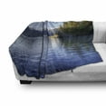 thumbnail image 3 of Alaska Soft Flannel Fleece Throw Blanket, Turnagain Arm of the Cook Inlet Anchorage Idyllic Lakeside Photography, Cozy Plush for Indoor and Outdoor Use, 60" x 80", Lime Green Navy Blue, by Ambesonne, 3 of 6