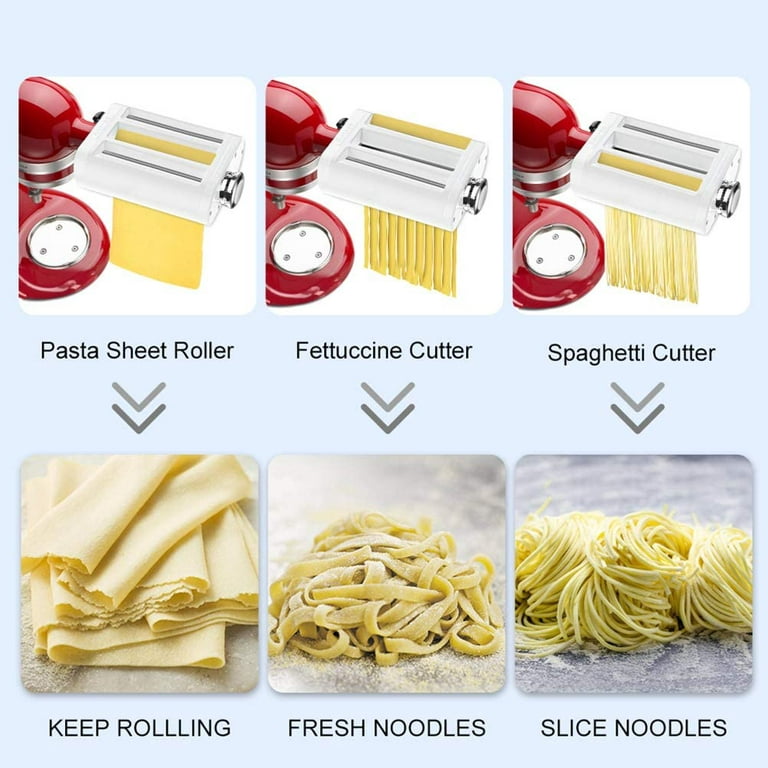 ANTREE 3 in 1 Roller & Cutters Attachment Set For KitchenAid Stand Mixers  Included Pasta Sheet Roller, Spaghetti, Fettuccine Cutter Maker, Cleaning  Brush & Pasta Drying Rack 