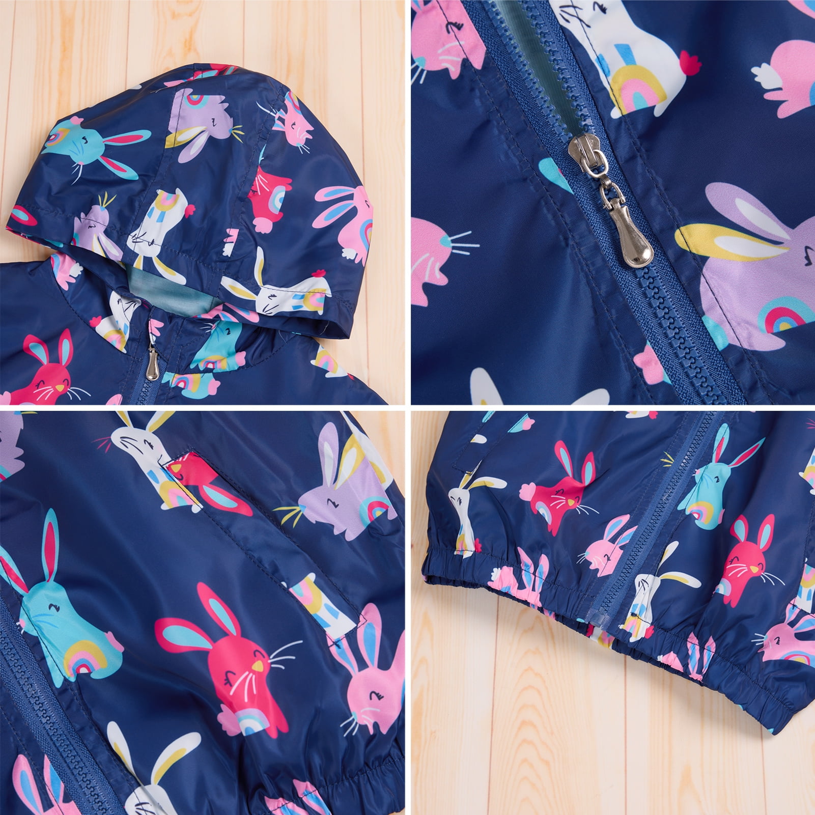 FYMNSI Toddler Girl Windbreaker Light Hooded Jacket Printed Zip Up Hoodie Spring Fall Rain Jackets Kids Clothes 2-3T
