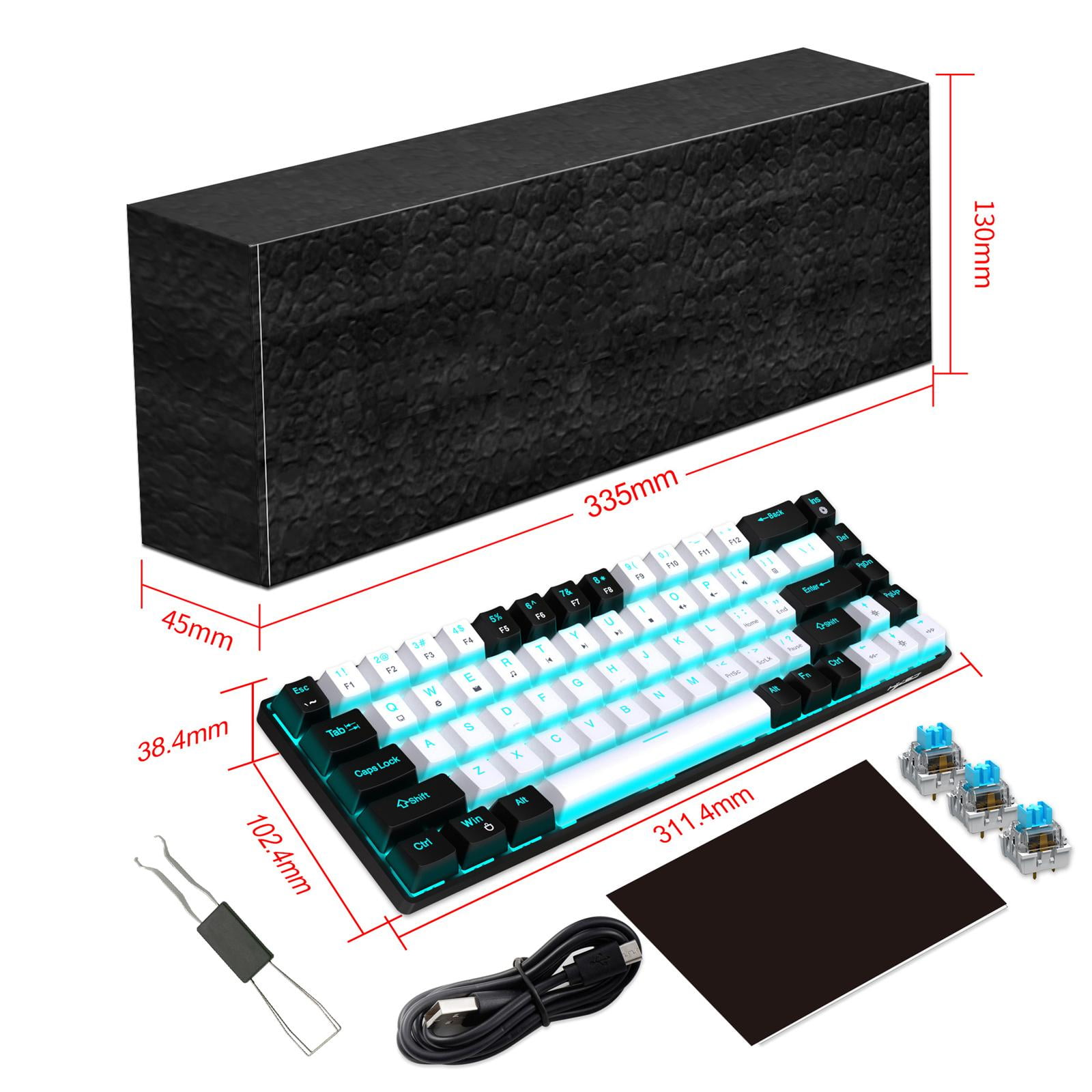 LeeQinersw Mechanical Keyboard 19 Lighting Modes with Backlight USB Wired Computer Keyboard