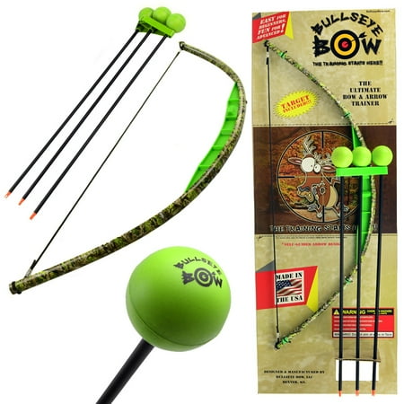 Kids Bow and Arrow Set Beginner Archery Toy Bullseye Green Camo Training Kit Foam