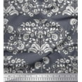 thumbnail image 1 of Soimoi Rayon Crepe Fabric Leaves & Floral Block Print Fabric by Yard 46 Inch Wide, 1 of 3