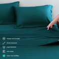 thumbnail image 3 of 100% Viscose Derived from Bamboo Sheets Twin XL Size, Silky Soft, Cooling, 16" Deep Pocket, Teal Green, 3 of 10
