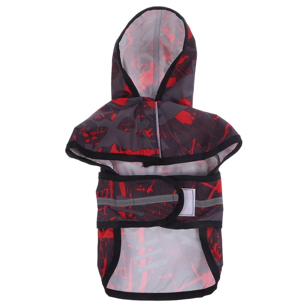 EeaseMX Chubasquero portátil para perros, cachorros, gatos, perros pequeños, impermeable, para caminar al aire libre y correr (negro y rojo, 2XL)