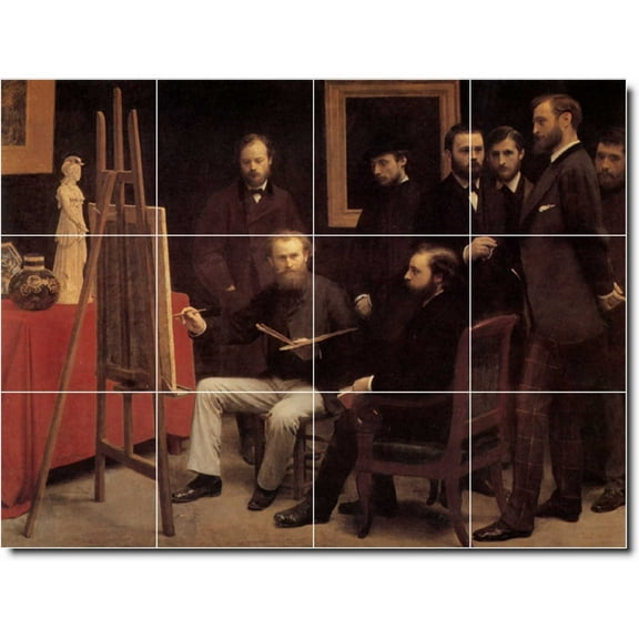 Ceramic Tile Mural-Henri Fantin-Latour People Custom Tile Mural 16. 17" w x 12.75" h using (12) 4.25 x 4.25 ceramic tiles