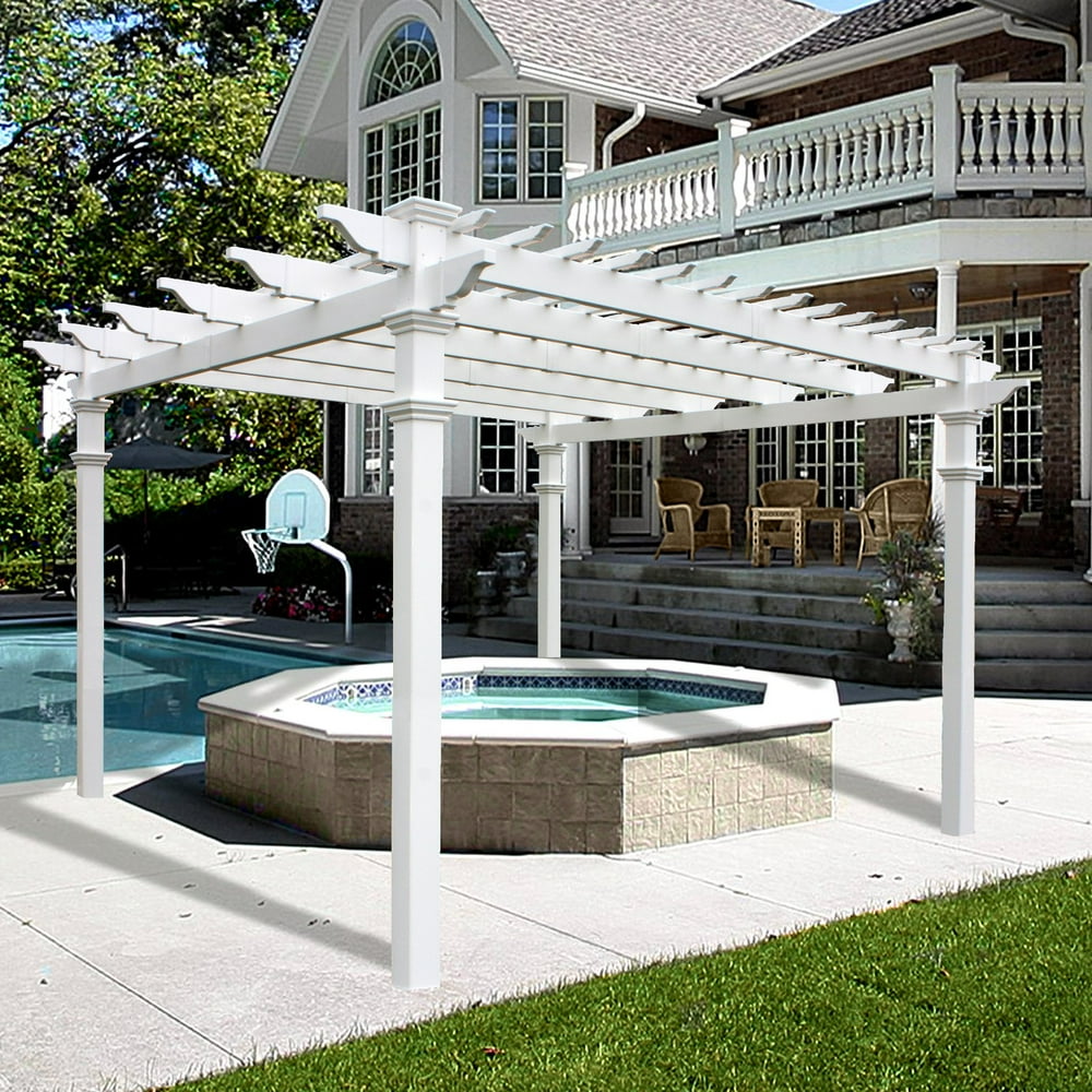 Vita 12' x 12' Regency White Vinyl Pergola VA42055