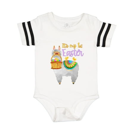 

Inktastic It s My 1st Easter Llama with Basket of Eggs Gift Baby Boy or Baby Girl Bodysuit
