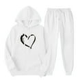 thumbnail image 2 of 2 PC Tracksuit Set Men Women Casual Loose Long Sleeve Hoodie Sweatsuit Sets Pullover Sweatshirt Joggers Sweatpants Set,White 2,2XL, 2 of 5