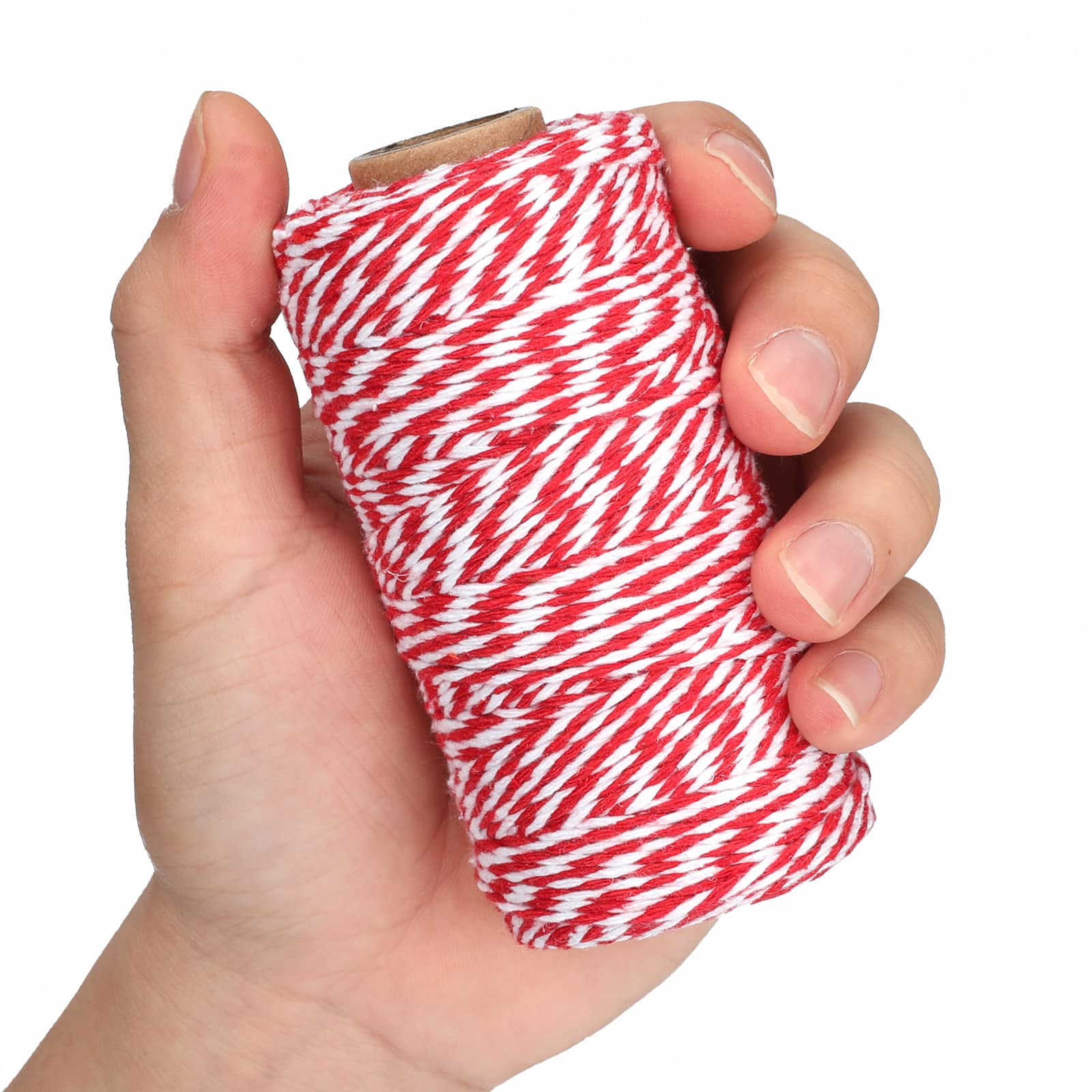 KINGLAKE 656 Feet Red and White Twine,Cotton Baker's Twine Cotton Cord Crafts Gift Twine String for Christmas Holiday
