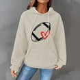 thumbnail image 2 of Holzkary Game Day Hooded Sweatshirt for Women Knit Sweatshirt Football Graphic Long Sleeve Sweater Football Season Pullover Funny Football Graphic Shirt Long Sleeve Game Day Pullover Hoodies Beige L, 2 of 4