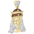 thumbnail image 2 of Diamond Royal Crown Jesus Pendant 10K Yellow Gold Round Created Ruby 0.90 Ct., 2 of 6