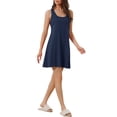 thumbnail image 4 of Womens Tank Nightgown Nightshirt Racerback Sleeveless Shirtdress Loungwear S Navy Blue, 4 of 6