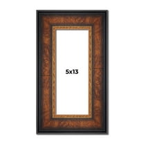 5x13 Frame Brown Walnut Gold Ornate Trim Solid Wood Plein Air Picture Frame | 3 Inch Moulding Width