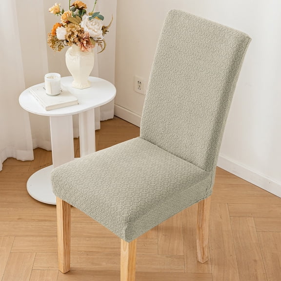 Stretch Chair Covers for Dining Room – Durable Polyester Slipcovers for Kitchen Seat Protection, Full Cover with Leaf Patterns, Fits Most Chairs, Ideal for Home & Wedding Decorations Khaki