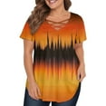 thumbnail image 3 of TQWQT Womens Plus Size Tops Fashion 4x Womens Top V Neck Criss Cross Womens Plus Size Tops Short Sleeve Ethnic Floral Print Dressy Casual Blouses Plus Size Womens Clothes Orange XL, 3 of 6