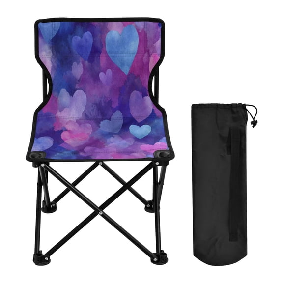 600D Oxford Camping Chair Portable Foldable Chair Supports 220 lbs for Picnic, Fishing, Backpacking Indigo and Violet Hearts