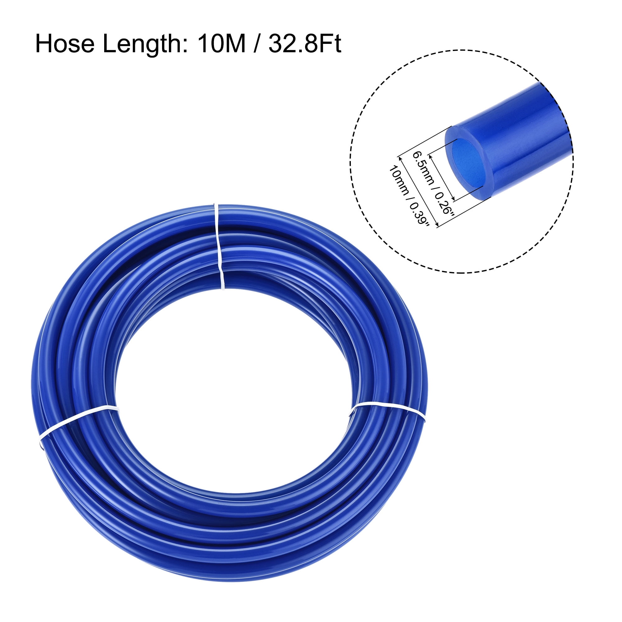 Uxcell 10mm OD PU Air Hose Tubing Kit 10 Meters Blue with 14 Pcs Fittings