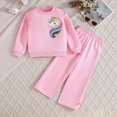 thumbnail image 2 of TOWED22 Infant Baby Girl Fall Clothes Toddler Winter Outfits Ruffle Sleeve Sweatshirts Bell Bottom Pants Headband Set,Pink,6-7 Y, 2 of 5