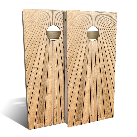 Skip's Garage | Gamewalk Wood Lines Cornhole Board Set | Includes Boards & Bags | Choose Your Size & Accessories