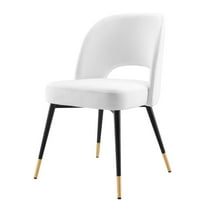Side Dining Chair, Velvet, White, Modern Contemporary Urban Design, Kitchen Room Cafe Bistro Restaurant Hospitality