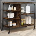 thumbnail image 1 of vidaXL Kitchen Trolley Smoked Oak 100x45x89.5 cm Engineered Wood, 1 of 5