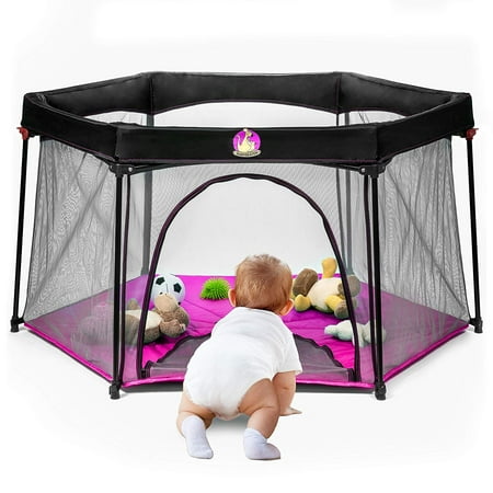BabySeater Portable Playard Play Pen Carrying Case for Infants and Babies, Pink