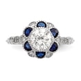 thumbnail image 4 of White Sterling Silver Ring Band Fashion Open Back Cubic Zirconia CZ Round Clear Sapphire, Lab Created Blue, 4 of 4