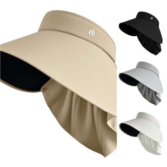 Xijirk Sun Visor with Extended Wide Brim and Attached Neck Guard for Household Use Outdoor Activity Daily Movement for Adult Adjustable Light Sun Shield Headwear,Khaki,One Size
