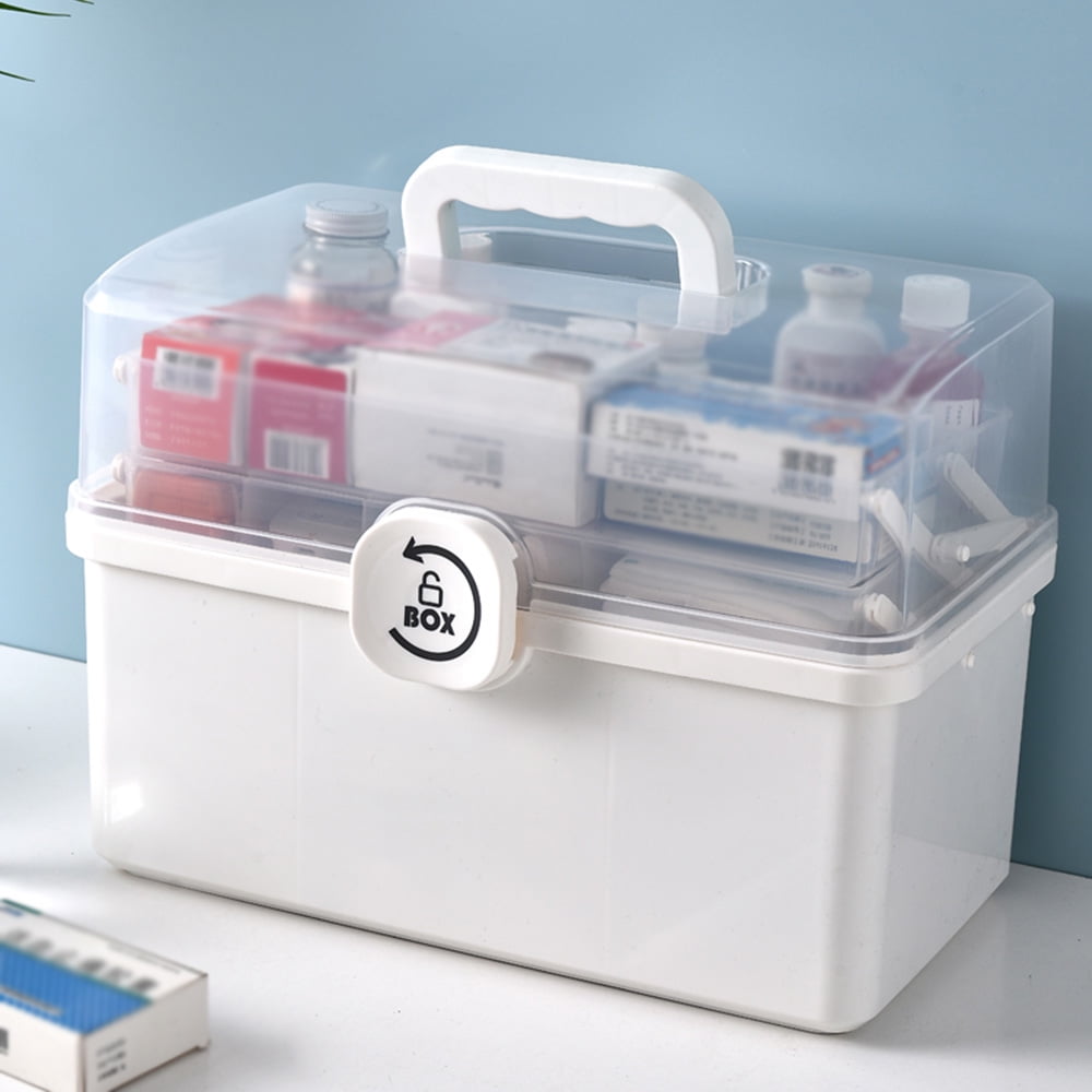 Large Capacity 3 Layer Folding Medicine Bins First Aid Kit