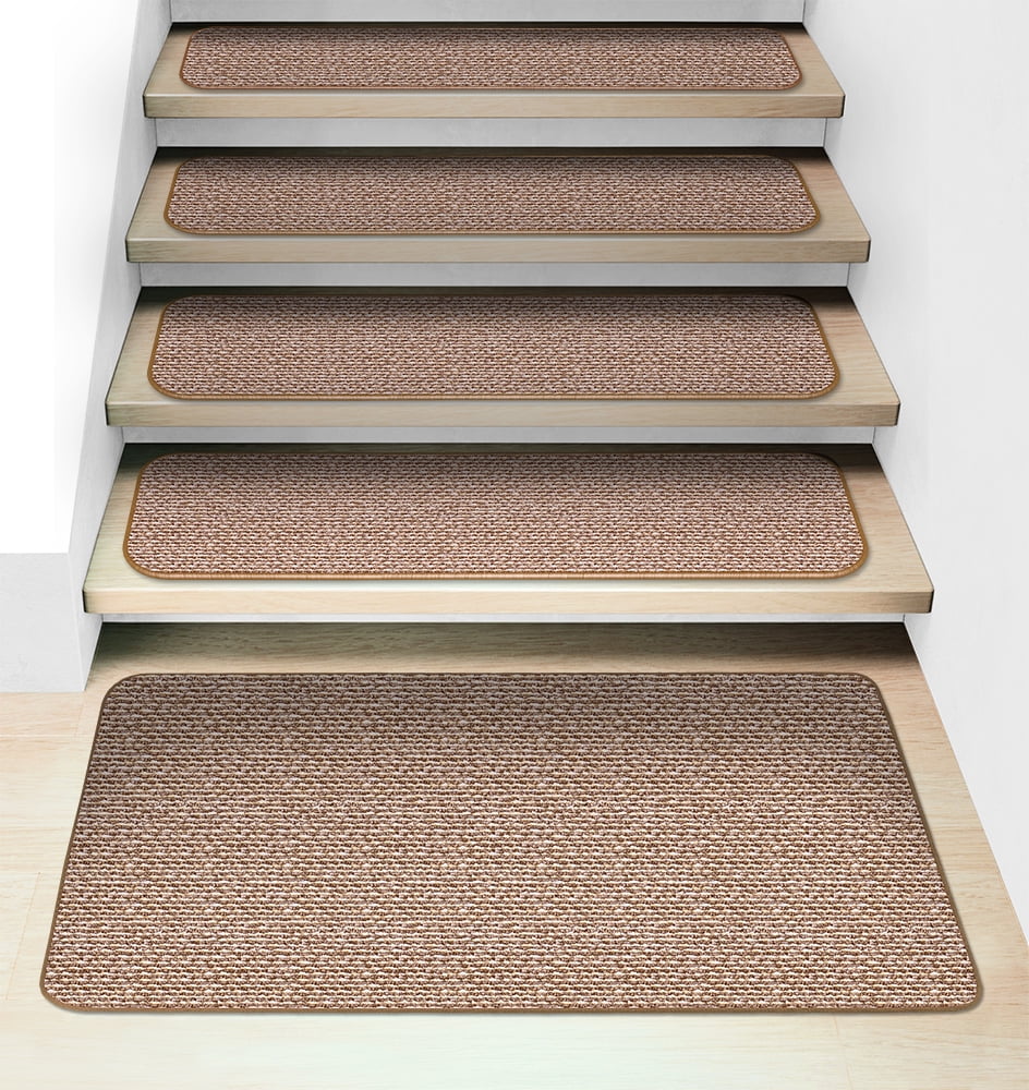 Set of 15 Attachable Carpet Stair Treads and Matching Landing Rug