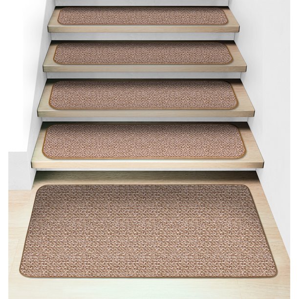 Set of 15 Attachable Carpet Stair Treads and Matching Landing Rug