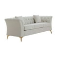 thumbnail image 2 of Velvet 3 Seater Sofa, Modern Chesterfield Sofa with Scroll Arms and Gold Metal Legs, Upholstered Accent Sofa with Tufted Back Couches, Comfy Arm Sofa for Living Room, Office, Apartment, Beige, 2 of 6