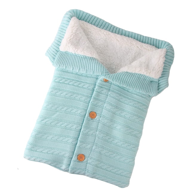 Saco de dormir de terciopelo para bebé, saco de dormir con botones para cochecito de bebé de punto de lana