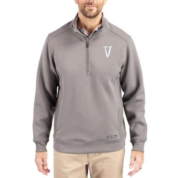 Men's-Cutter & Buck  Gray Villanova Wildcats Roam Eco Recycled Quarter-Zip Pullover