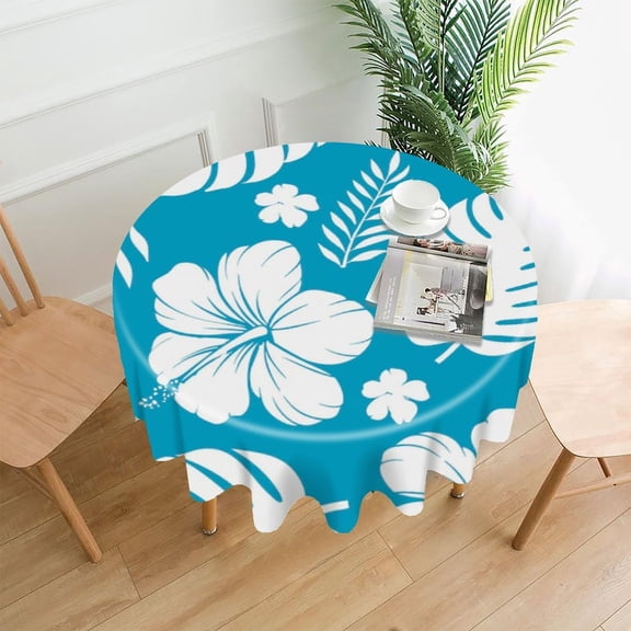 RKSupls 60 Inch Round Tablecloth, Modern Abstract Floral Pattern Premium Polyester Straight Edge Wrinkle Resistant Washable Table Cover for Party Home Dining Decor